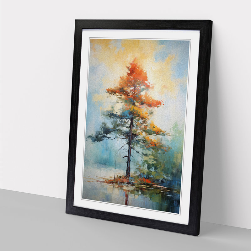 Pine Tree Impressionism Framed Print, Black Framed, 46cm H x 34cm W x 2cm D
