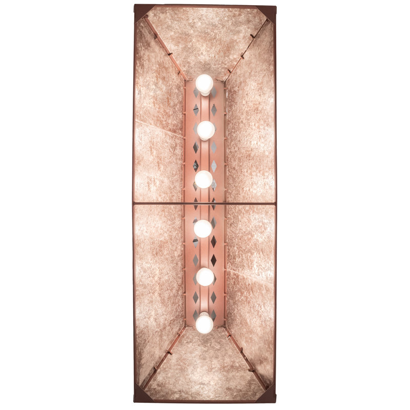 6 - Light Pendant, Rust, 43" H x 48" W x 17" D, Silver Mica