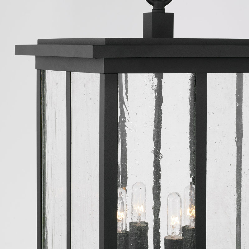 4 - Light Outdoor Hanging Lantern, Black