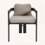 Ensemble de 2 chaises de salle à manger en aluminium avec finition et coussin gris foncé-450383642