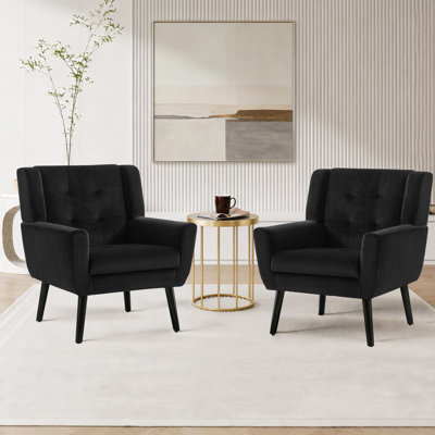 Ensemble de 2 fauteuils capitonnés rembourrés à dossier large