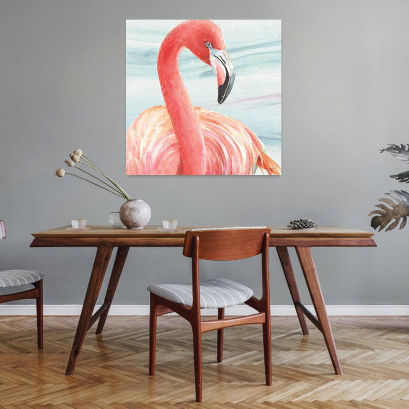 Oiseau flamant rose gracieux II, H 32 po x l 32 po