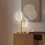 Lampe de table DEL industrielle 21 po Saturn en or avec 2 cerceaux lumineux amovibles et un gradateur tactile à 3 voies-137636732