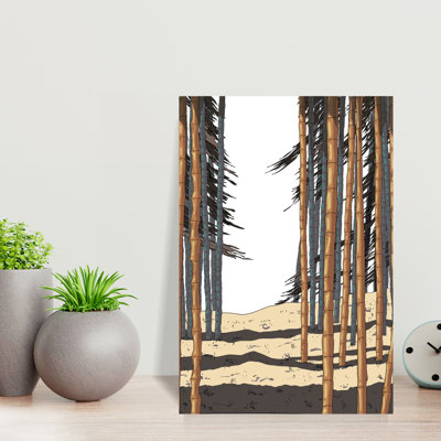 Contemporary Art Minimalist Organic Peaceful Bamboo Forest Landscape Wall Art - Wrapped Canvas Print