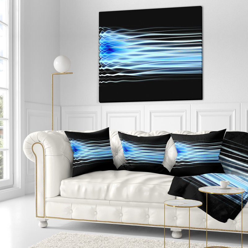  Coussin abstrait à vagues fractales, 16 po x 16 po, Coussin décoratif