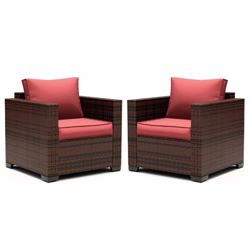 Canapé d'extérieur en osier 31,5 po (ensemble de 2), Rouge