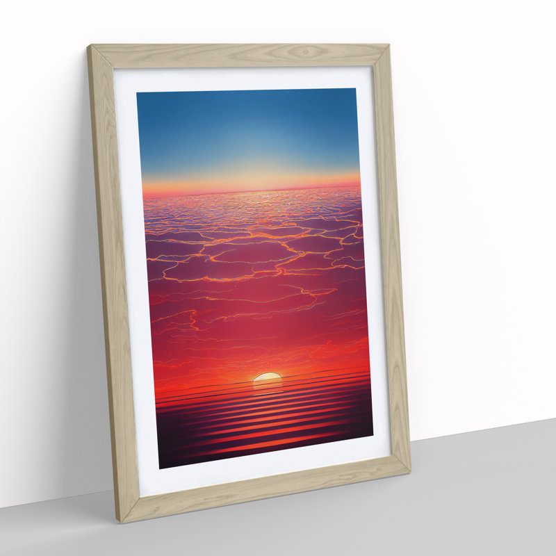 Dazzling Sunset - Single Picture Frame Print, 34cm H x 25cm W x 2cm D, Oak