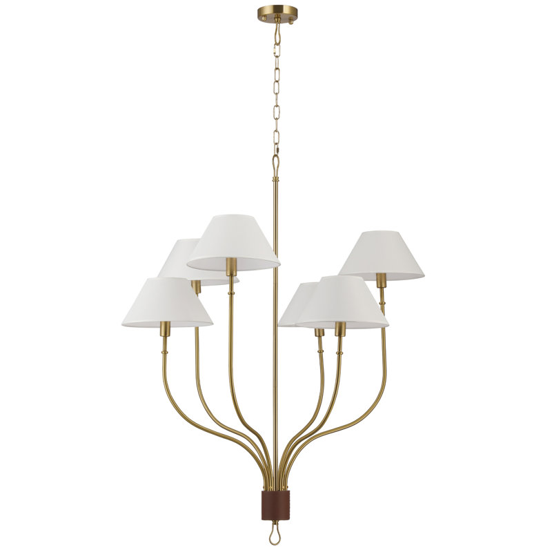 Grand lustre 6 lumières Griffin, Laiton