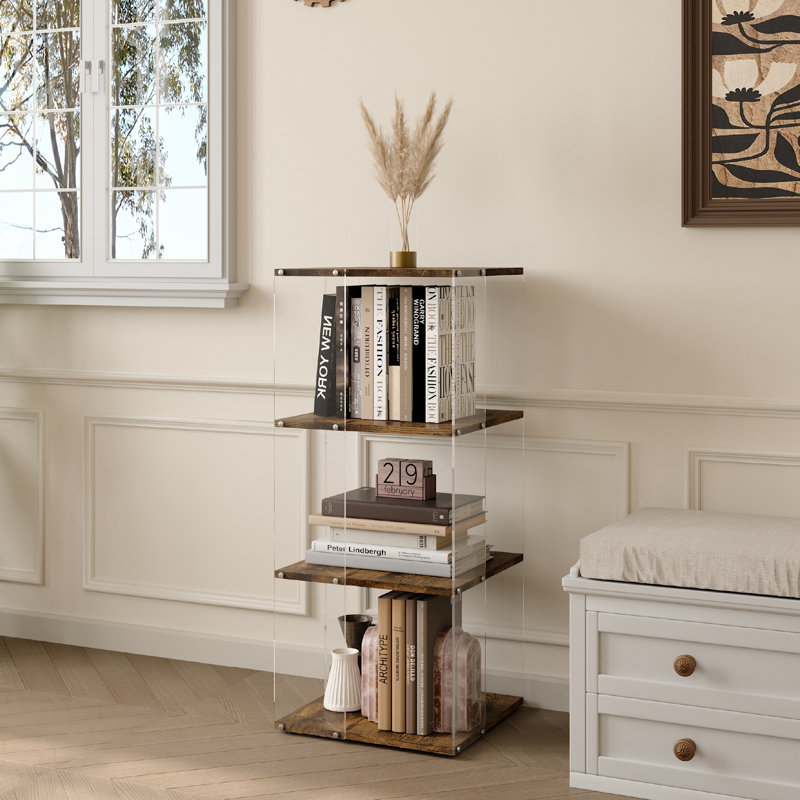 Vinicia Bookcase, 3 Tier Display Case, Bookshelf, Floor Standing Bookcase, Display Cabinet