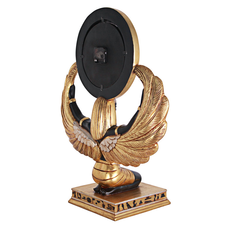 Grand-Scale Egyptian Goddess Isis Gold and Black Tabletop Clock