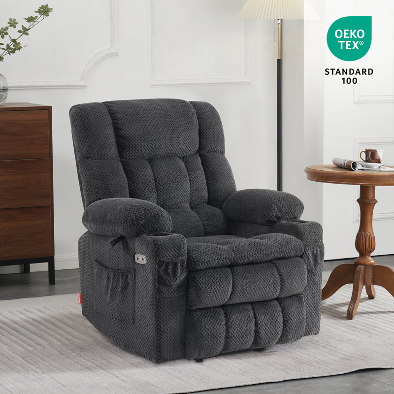Fauteuil inclinable électrique à deux moteurs avec massage et chaleur, position infinie, Gris
