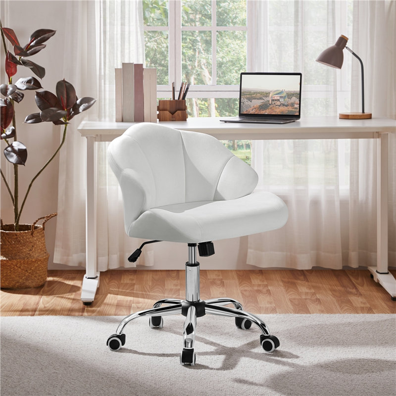 Velvet Desk Chair, Velvet White