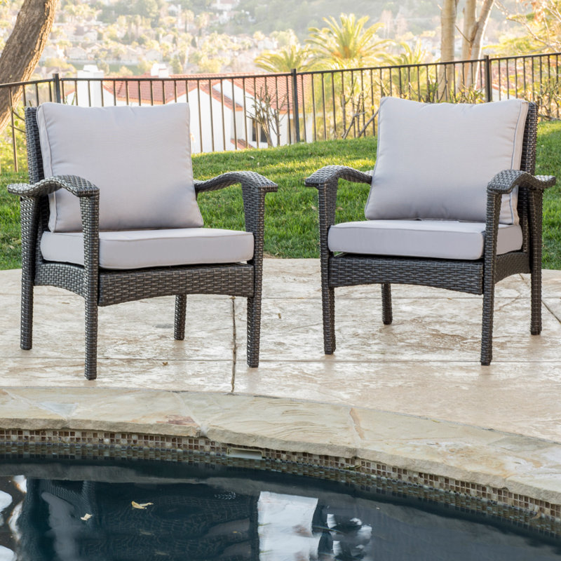 Chaise de patio avec coussins Akaalbir, Gris