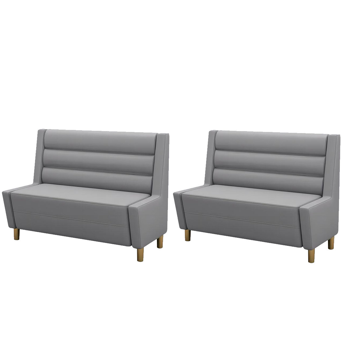 A UNIQUE LIGHT, LLC Gray Faux Leather Upholstered Bench Set Of