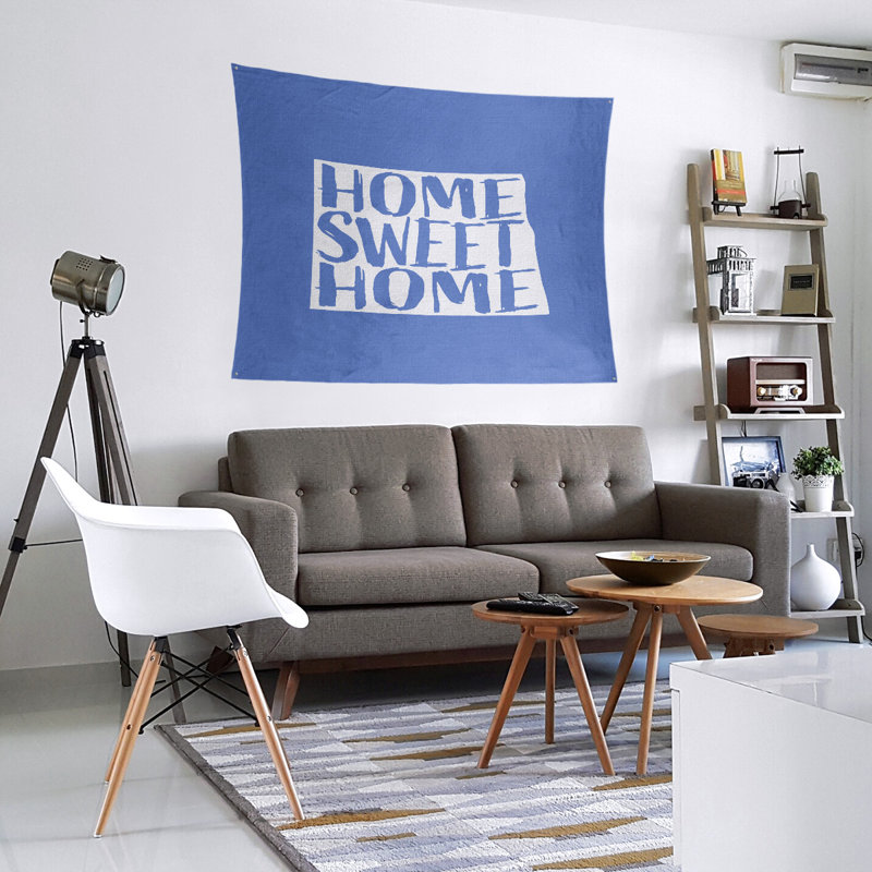 Tapisserie Home Sweet North Dakota, Violet bleu clair, H 60 po x l 51 po