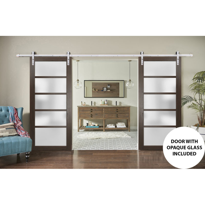 Porte de grange en bois givré Quadro, 36 po x 80 po