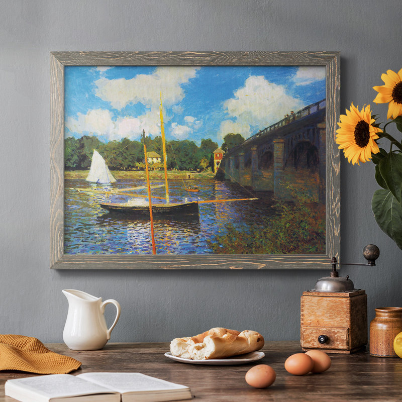 «The Road Bridge, Argenteuil» par Monet, reproduction d'art sur toile, Gris, H 22 po x l 32 po x P 1,5 po