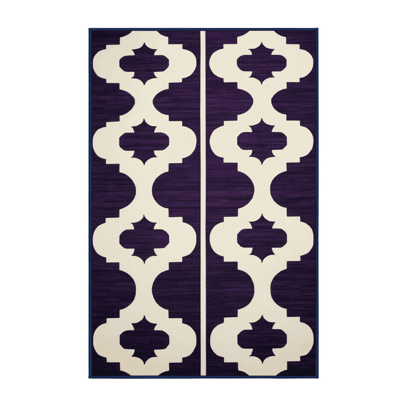 Tapis mauve lavable à la machine, Rectangulaire 7 pi x 10 pi