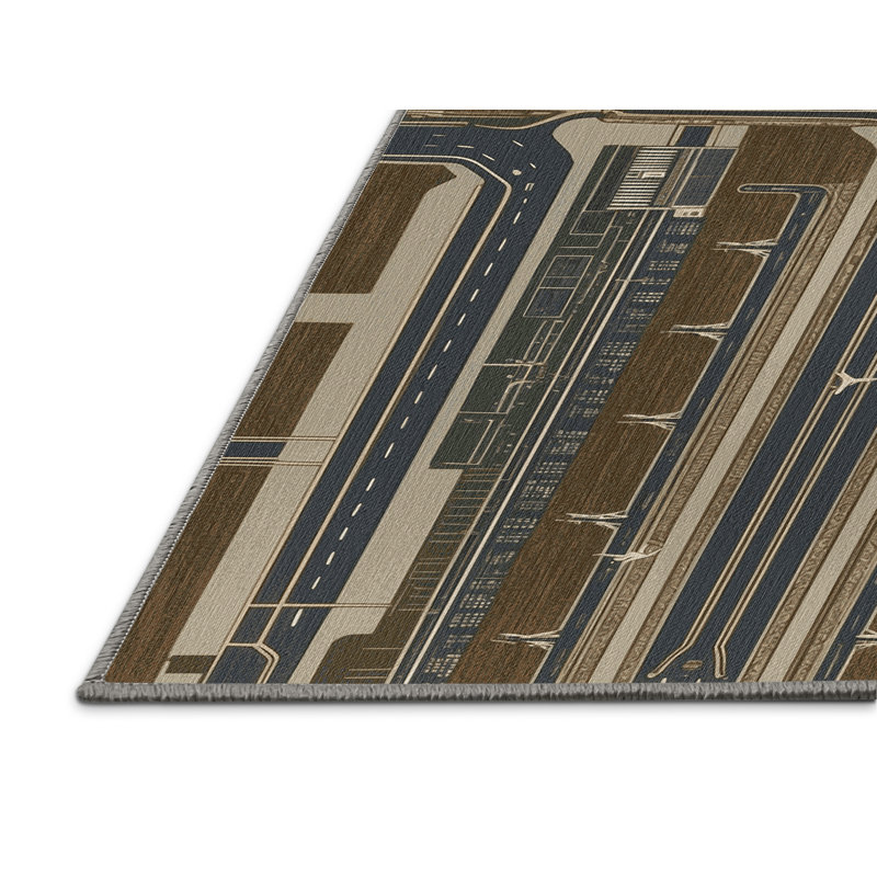 Tapis de transport gris lavable à la machine, Rond 5 pi