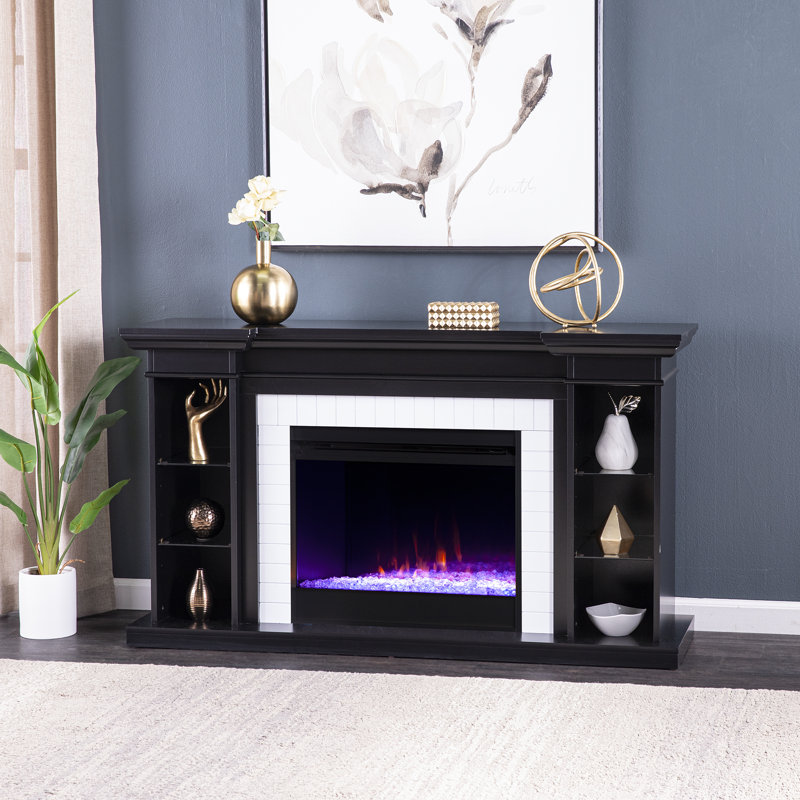 Shilpa Color Changing Fireplace with Bookcase