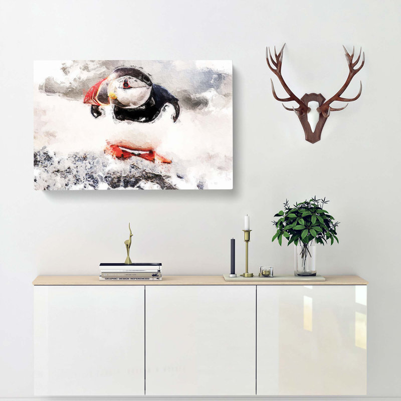 Atlantic Puffin - Wrapped Canvas Painting, 40cm H x 60cm W x 3cm D