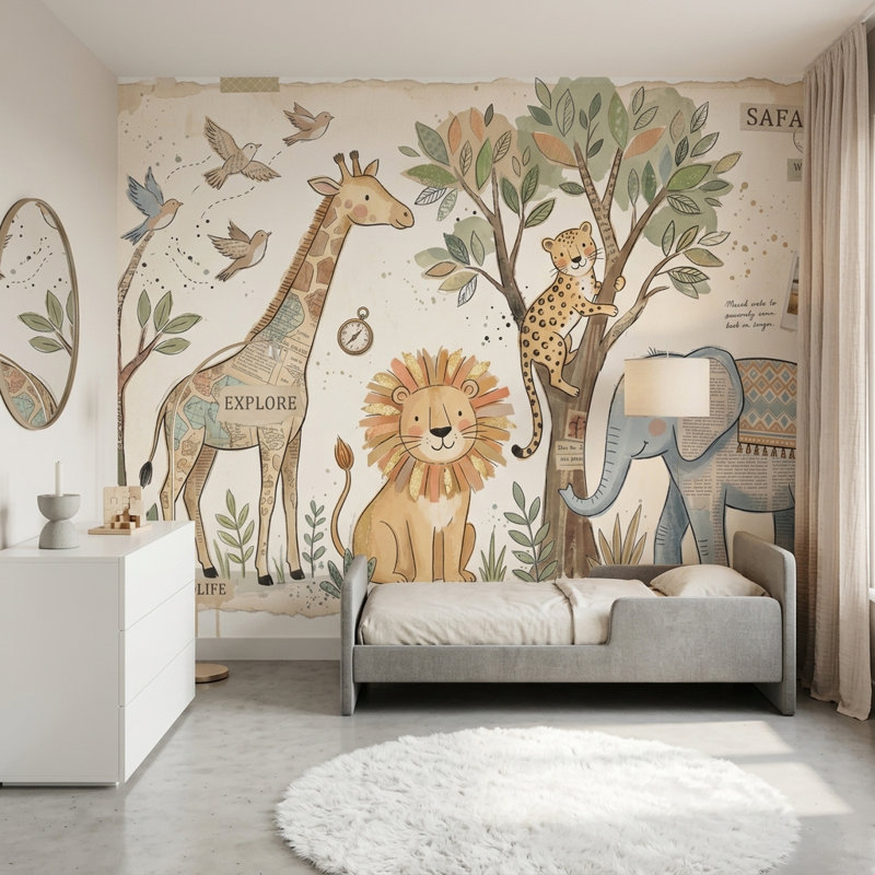 Décoration murale amovible Safari, Texturé non collé, 160 po x 108 po