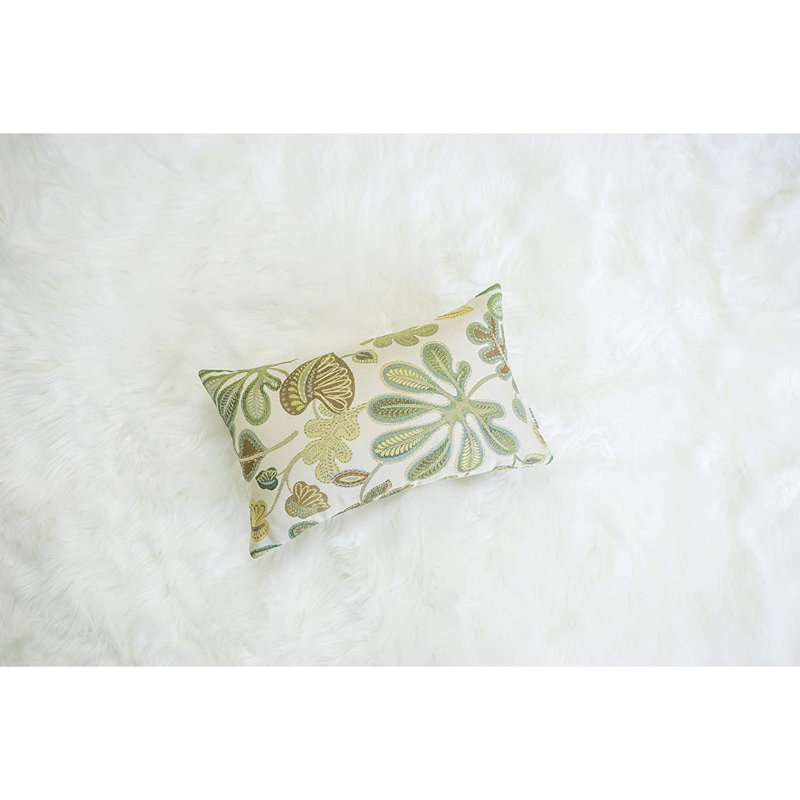  Housse de coussin intérieur / extérieur en mélange de coton, Vert/crème