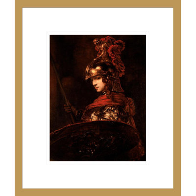«Pallas Athena or Armoured figure» par Rembrandt van Rijn - Estampe numérique encadrée