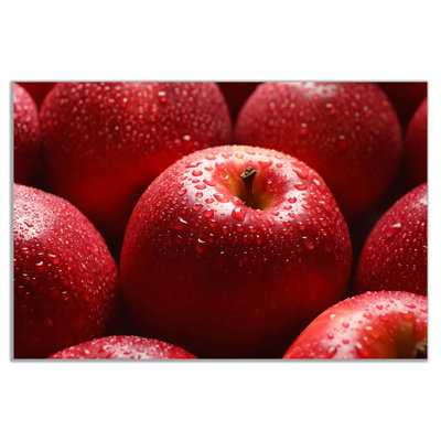 Red Apple with Water Drop Food 1 Piece Wrapped Canvas Wall Art