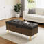 Banc de rangement moderne avec repose-pieds rembourré pour le salon, la chambre à coucher et le vestibule avec compartiment caché spacieux, gris-679637531
