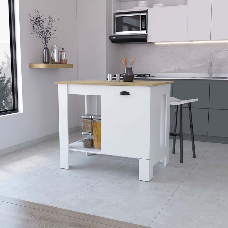 Îlot de cuisine avec porte simple et tablette inférieure ouverte Lander