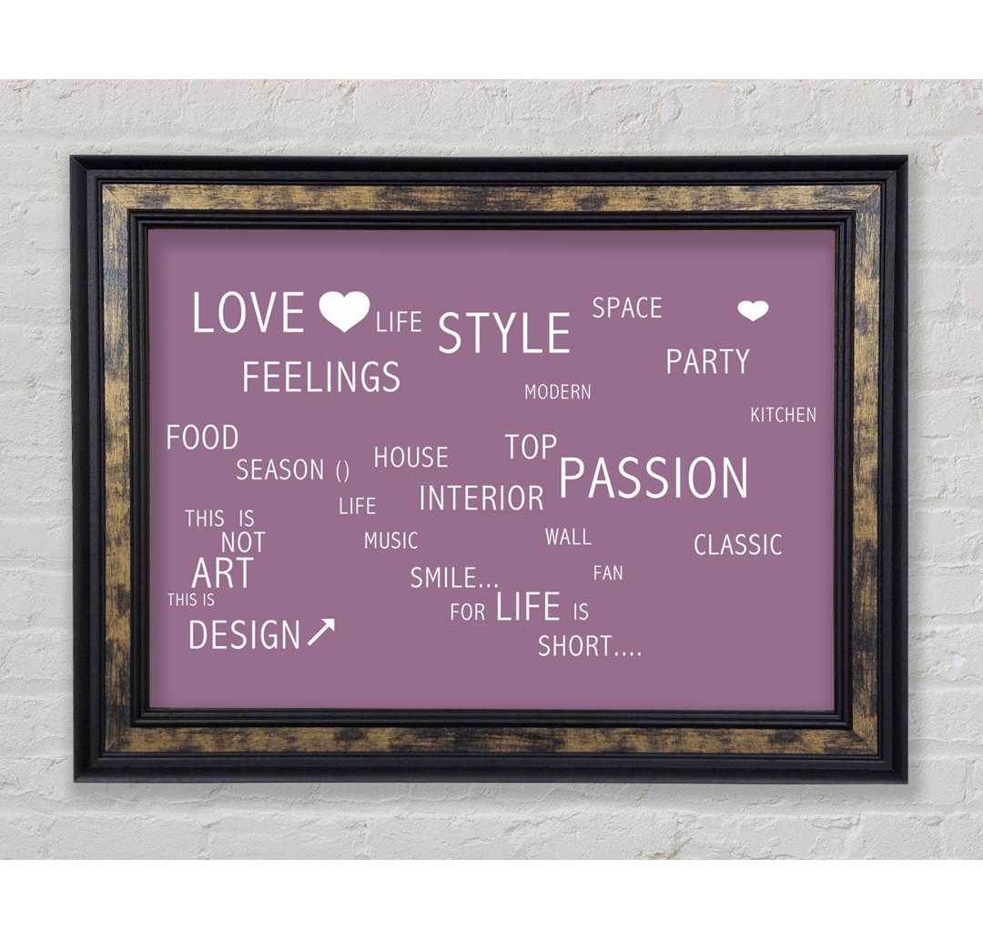 Love Quote Love Life Vivid Pink - Einzelbildrahmen Typografie