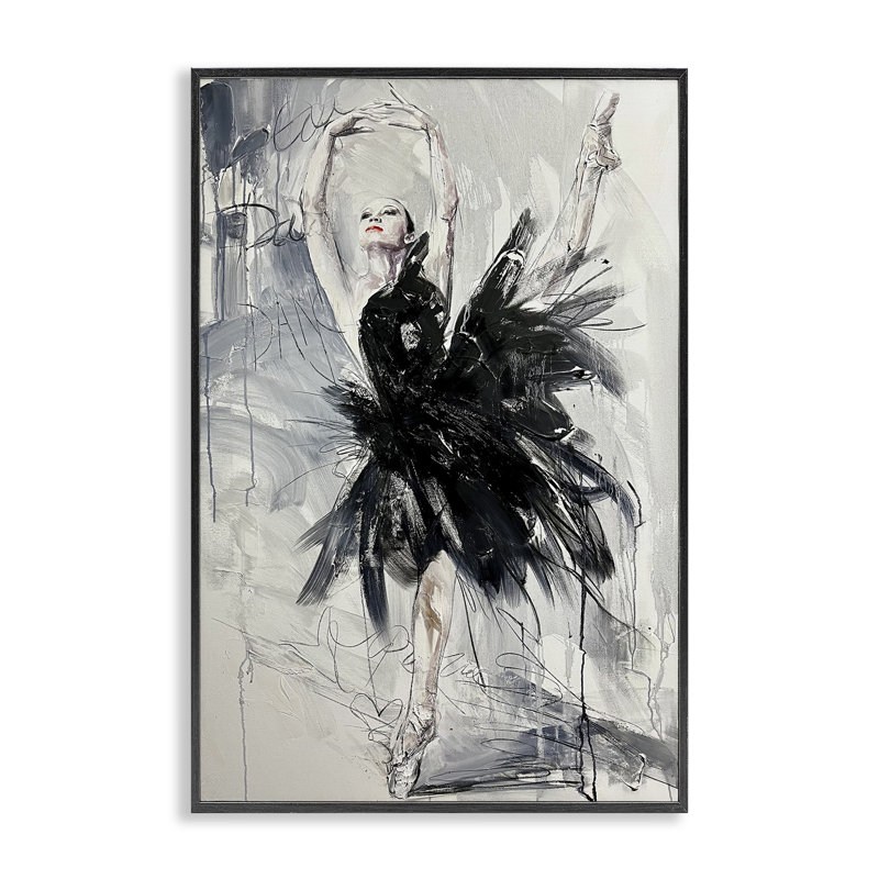 Estampe abstraite gracieuse, dessin par Lucille Lee, H 30 po x l 20 po, Giclée encadrée noir minuit