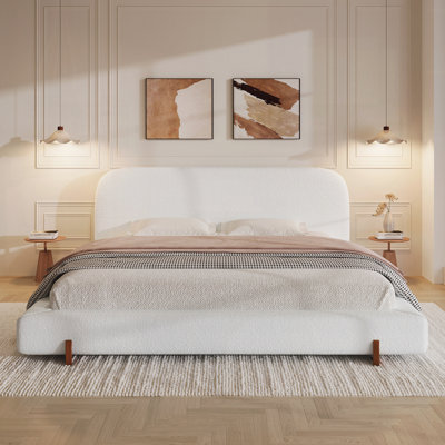Upholstered Bed Frame With Wood Legs