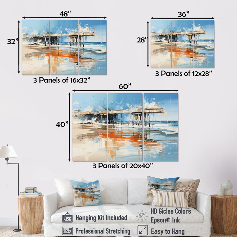 Ensemble de salon d'art mural Rathburn - Coastal Pier, H 32 po x l 48 po x P 1 po