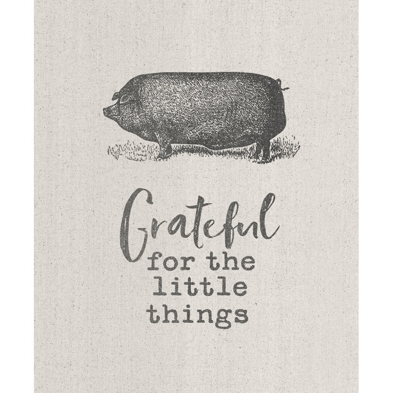 Grateful Farmhouse Pig - Textual Art Print, 46cm H x 30cm W, Black Floater Framed