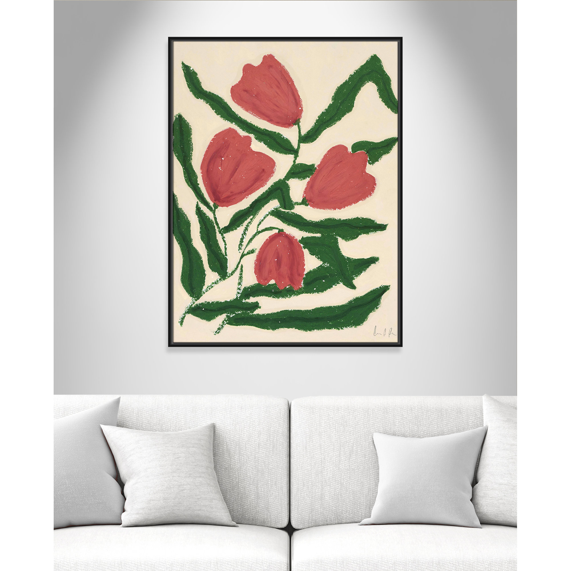 Red Tulips  Print by Camilla Bergqvist, Black, 41.5" H x 31.5" W