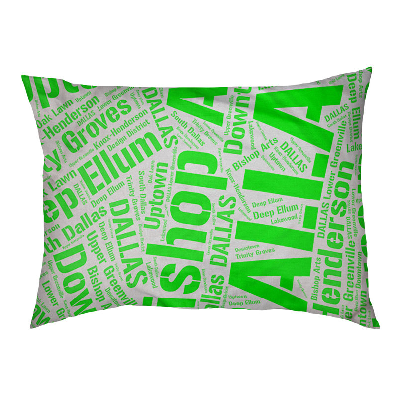 Coussin de chien « districts », Très grand (H 17 po x l 50 po x P 40 po), Vert, Dallas