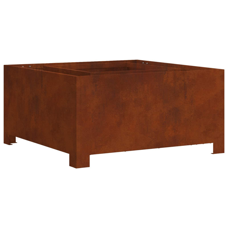 vidaXL Fire Pit Brown 31.50 x 31.50 x 15.75 in Weathering Steel, Brown, 15.7" H x 31.5" W x 31.5" D