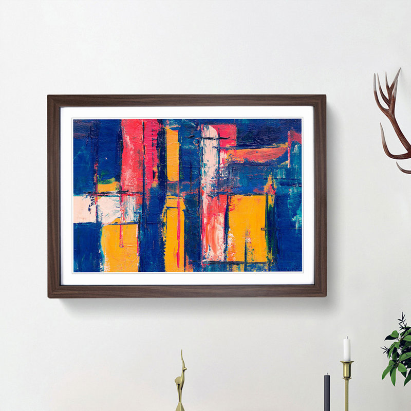 Abstract Art Painting Vol.366 by S.Johnson - Framed Print, 27cm H x 36cm W x 2cm D, Walnut Framed