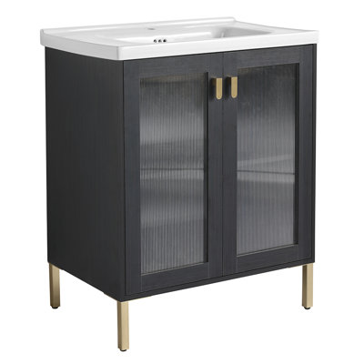 Contreplaqué de meuble-lavabo autoportant avec lavabo en céramique