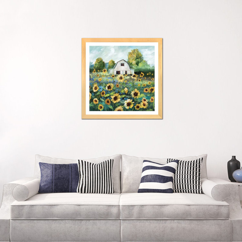 Tournesol grange par Nan - impression, H 24 po x l 24 po x P 1 po, Encadré naturel