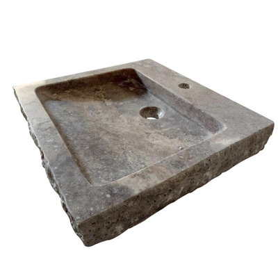 AA Warehousing Anthony 18'' Blue Travertine Stone Rectangular Bathroom Sink