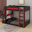 Lit superposé double en bois pleine grandeur avec bureau, USB et DEL-1695574142-1695574140