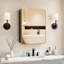 Armoire à pharmacie de salle de bain en métal, 40,6 x 66 cm, avec miroir et étagères réglables, encastrée ou en saillie.-335745591-335809285