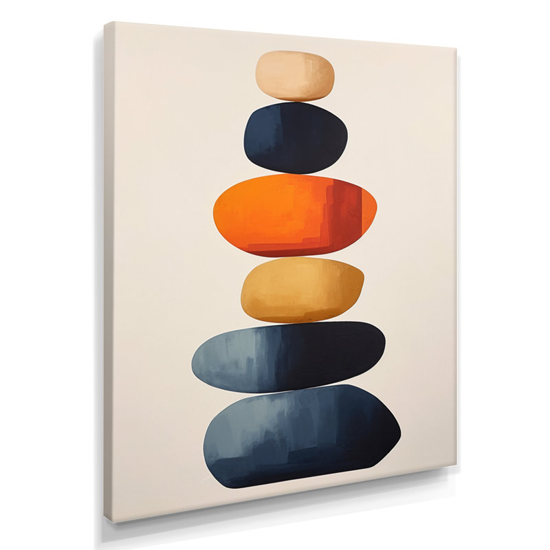 Zen Stones Subtle Serenity III - Spiritual Stone Wall Art Living Room, Wrapped Canvas, 44" H x 34" W