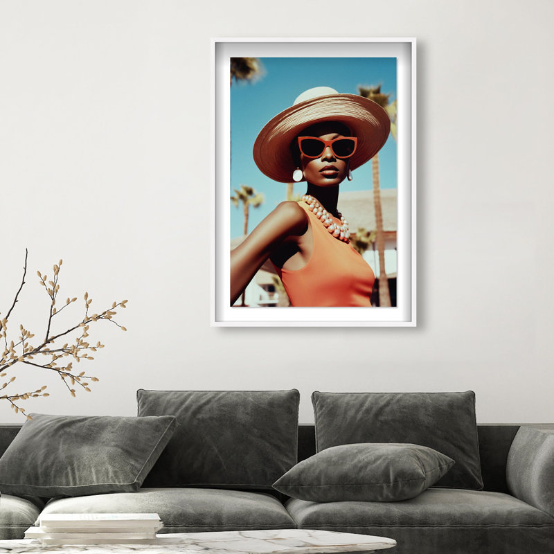 Elegant Palm Springs WomanShadowbox by Oliver Gal, 31.5" H x 21.5" W, White