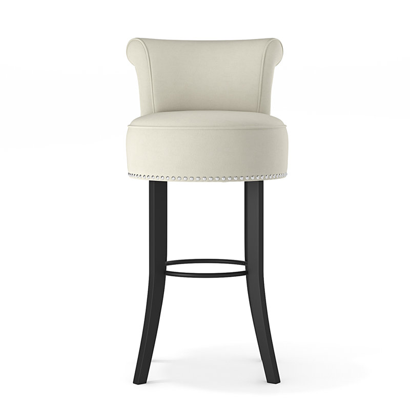 Geneva Upholstered Counter Stool with Solid Wood Frame, Cream