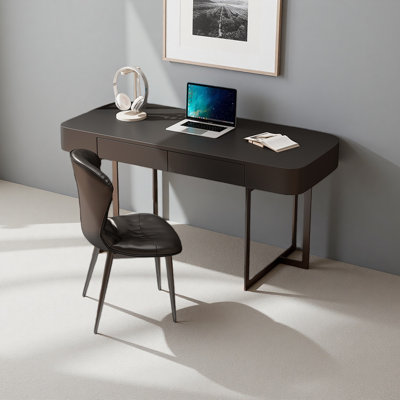 Bureau en bois massif noir minimaliste