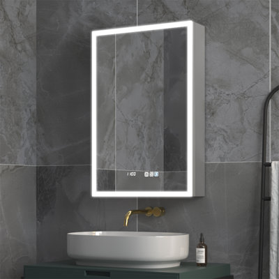 Cudahy 20'' W 30'' H Frameless LED Medicine Cabinet with Mirror and 3 Adjustable Shelves